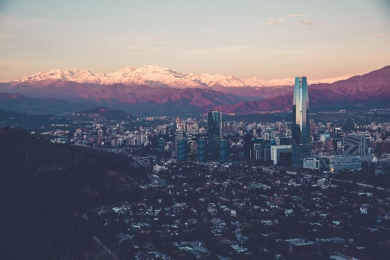 Santiago, Chile in the evening