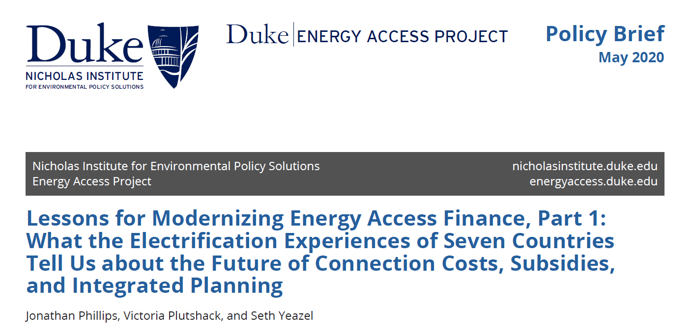 New Publication: Lessons for Modernizing Energy Access Finance, Part 1