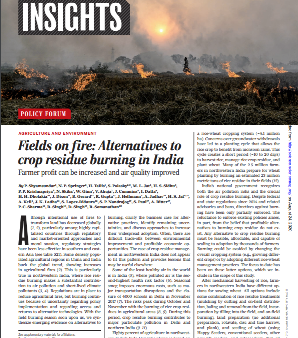 Fields on fire: Alternatives to crop residue burning in India