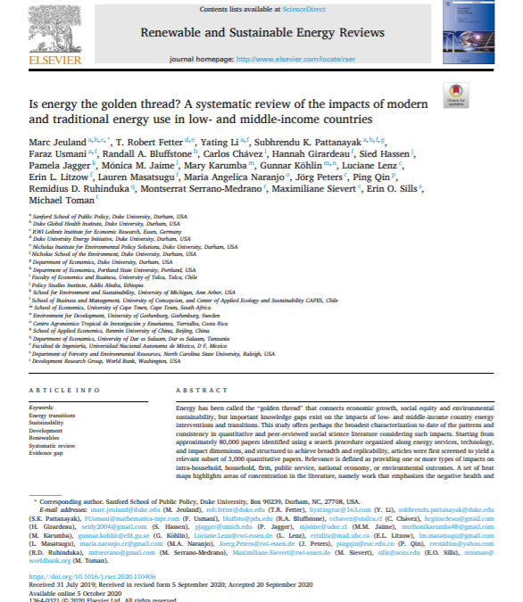 Is energy the golden thread? A systematic review of the impacts of modern and traditional energy use in low- and middle-income countries