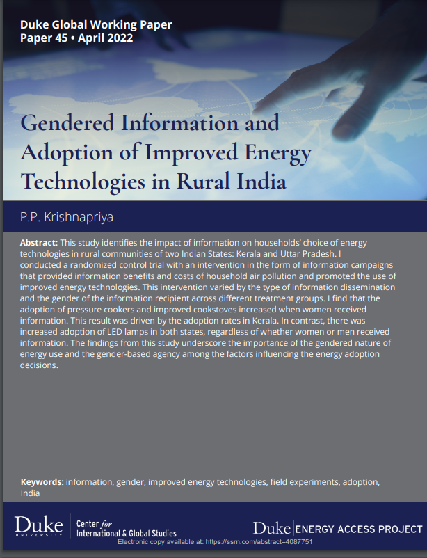 Gendered Information and Adoption of Improved Energy Technologies in Rural India