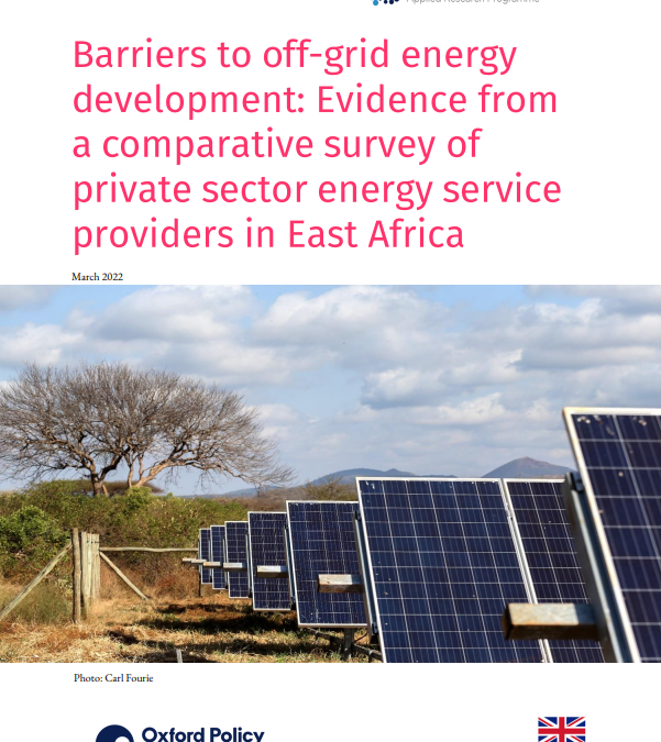 Barriers to off-grid energy development: Evidence from a comparative survey of private sector energy service providers in East Africa