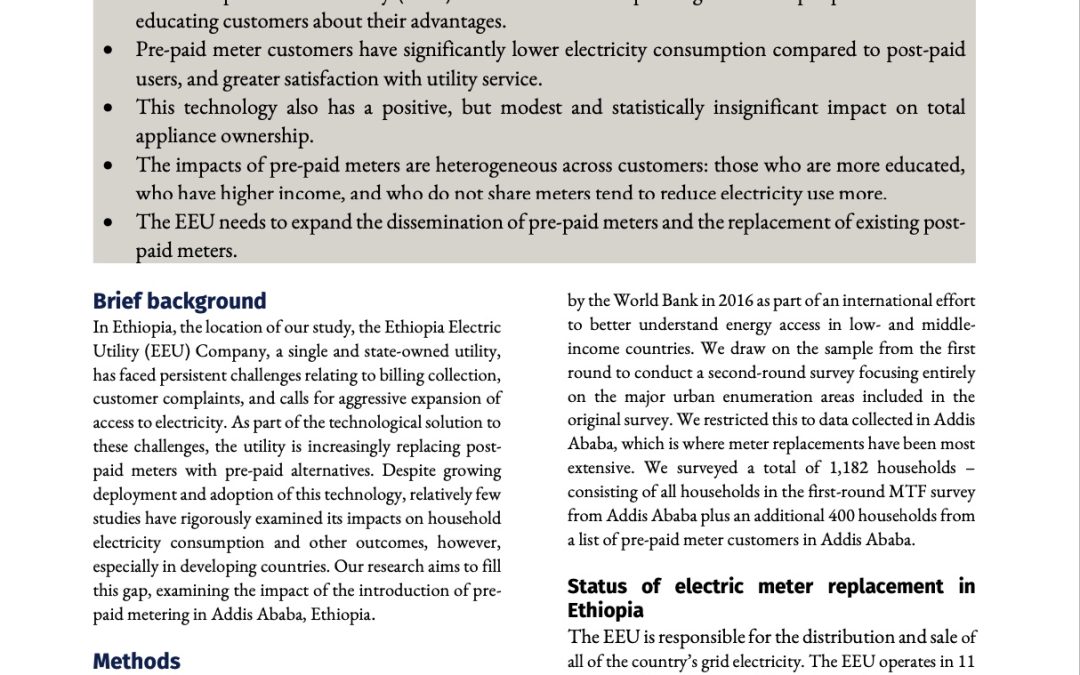 Pre-paid meters and household electricity use behaviors in Addis Ababa, Ethiopia