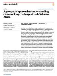 publication cover - A geospatial approach to understanding clean cooking challenges in sub-Saharan Africa