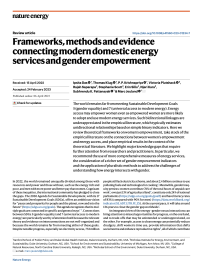 publication cover - Frameworks, methods and evidence connecting modern domestic energy services and gender empowerment