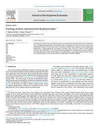 publication cover for "Fracking, farmers, and rural electrification in India", Journal of Development Economics, Vol. 170, Sep 2024, 103308