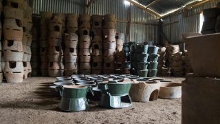 Jiko kisasa (firewood stove) liners stored in the Keyo Pottery Women’s group storage facility in Kisumu County, Kenya