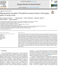 Cover Page of the Paper: Who has power over policy? The political economy of Kenya's 2019 gender policy in energy access